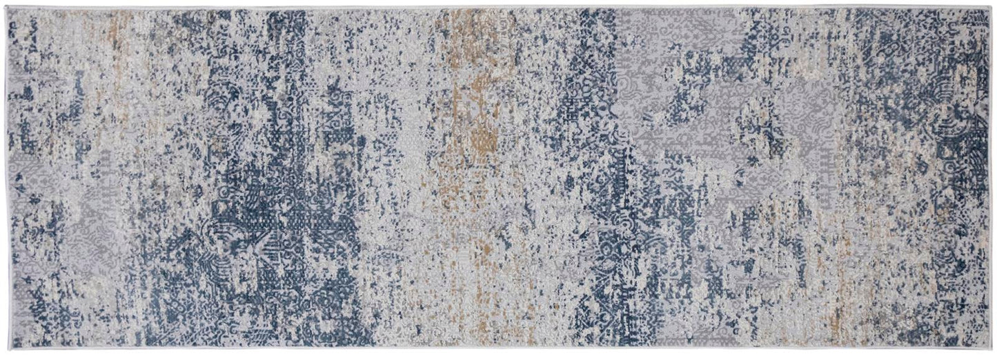 Vintage Evoke Blue Grey Distressed Rug by Bareens Designer Rugs