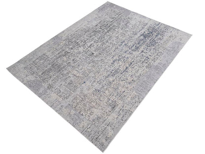 Vintage Distressed Mandala Grey Blue Rug by Bareens Designer Rugs