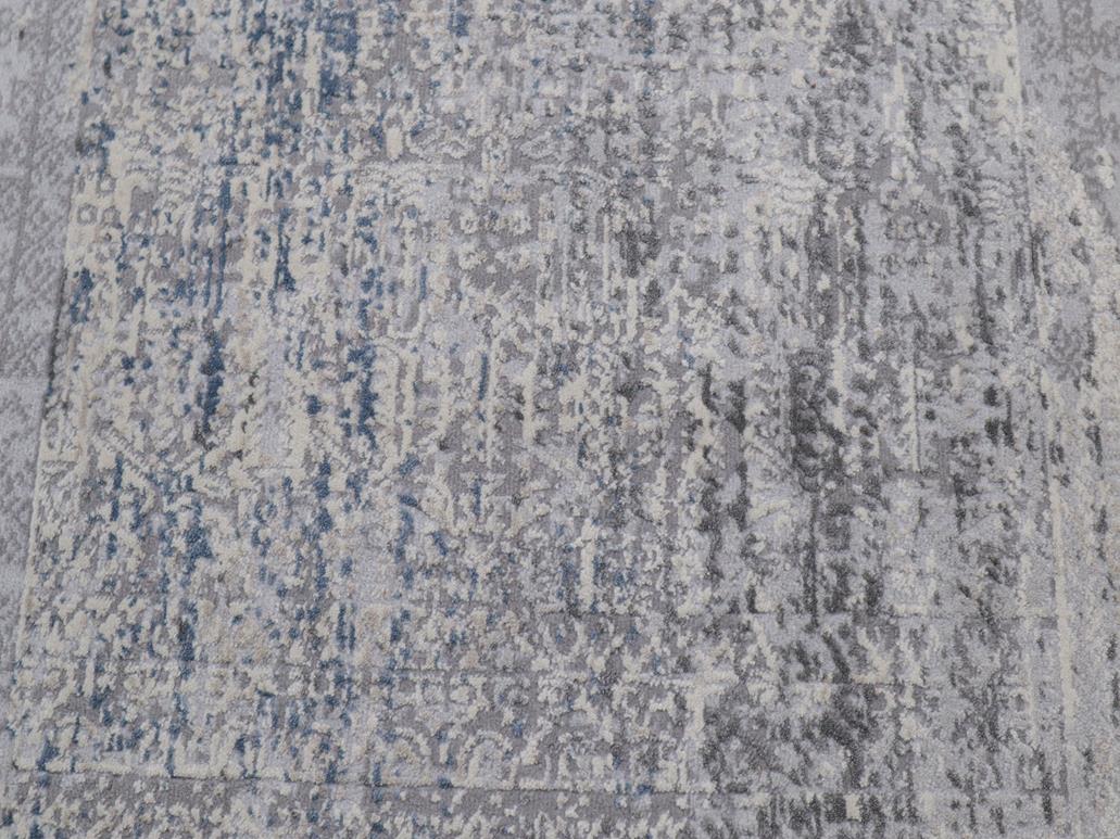 Vintage Distressed Mandala Grey Blue Rug by Bareens Designer Rugs