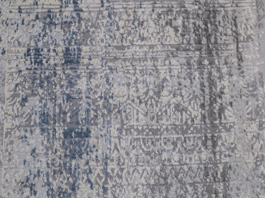 Vintage Distressed Mandala Grey Blue Rug by Bareens Designer Rugs