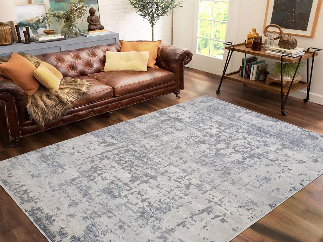 Oxford Abstract Grey Blue Rug by Bareens Designer Rugs