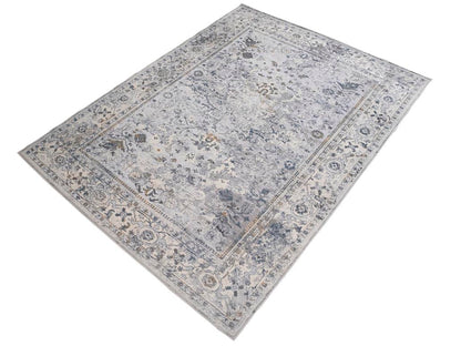 Vintage Zinnia Light Grey Blue Rug by Bareens Designer Rugs