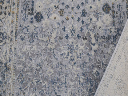 Vintage Zinnia Light Grey Blue Rug by Bareens Designer Rugs