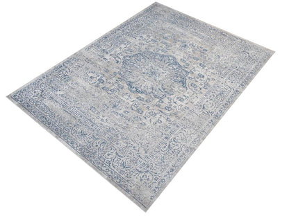 Vintage Blossom Cream Blue Rug by Bareens Designer Rugs