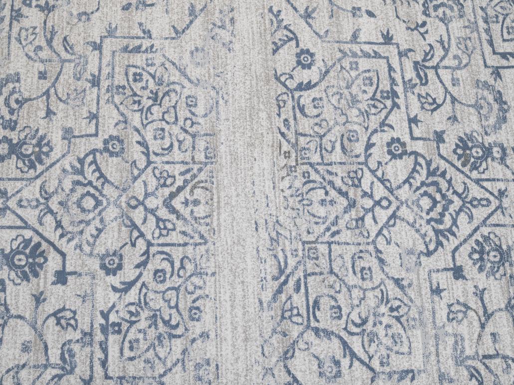 Vintage Cosmos Beige Blue Rug by Bareens Designer Rugs