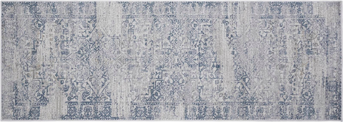 Vintage Cosmos Beige Blue Rug by Bareens Designer Rugs