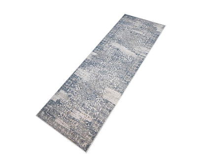 Boho Chic Distressed Medallion Orchid Beige Blue Rug by Bareens Designer Rugs