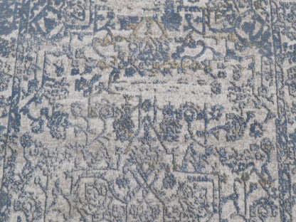 Boho Chic Distressed Medallion Orchid Beige Blue Rug by Bareens Designer Rugs