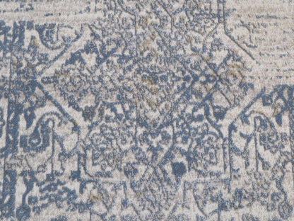 Boho Chic Distressed Medallion Orchid Beige Blue Rug by Bareens Designer Rugs