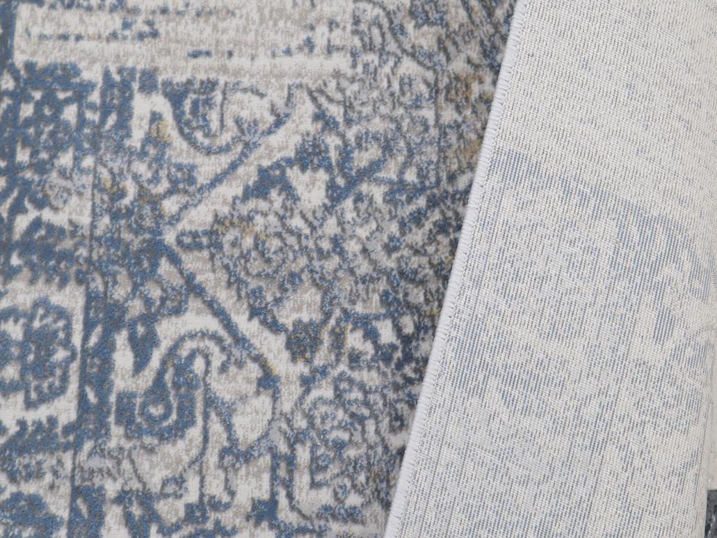 Boho Chic Distressed Medallion Orchid Beige Blue Rug by Bareens Designer Rugs