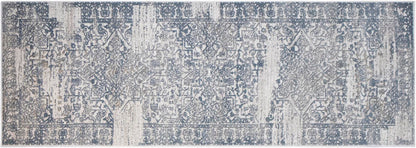 Boho Chic Distressed Medallion Orchid Beige Blue Rug by Bareens Designer Rugs