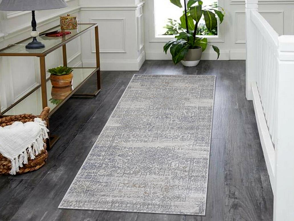 Distressed Phlox Beige Grey Rug by Bareens Designer Rugs