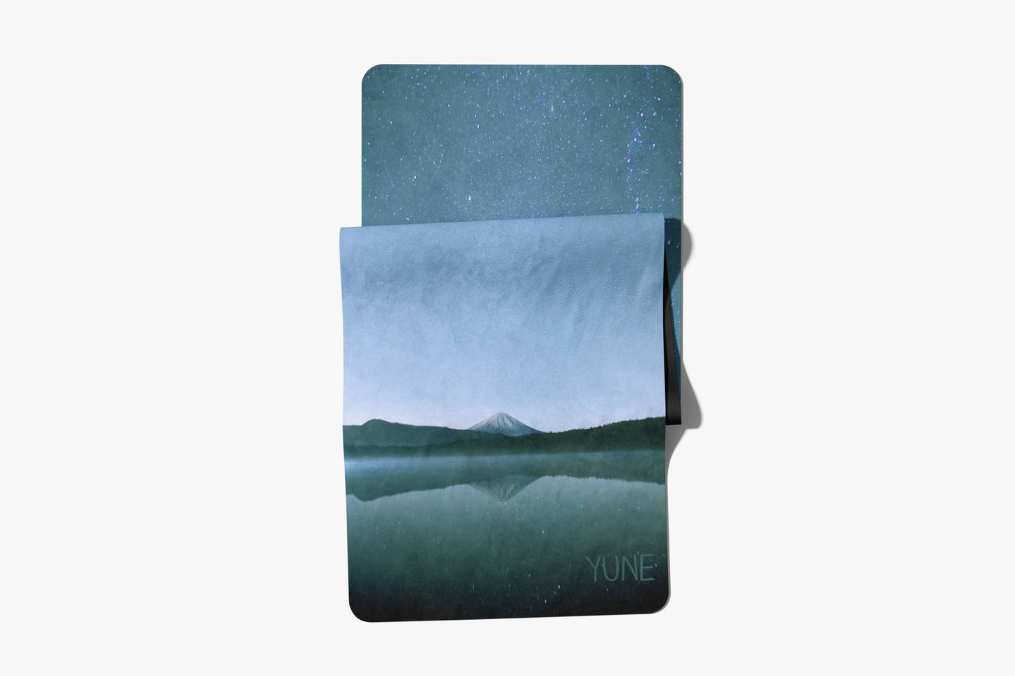 Notebook with a mountain landscape design on a white background