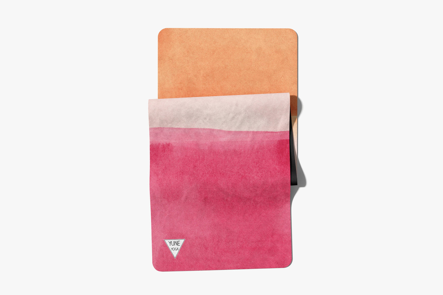 Color-blocked pouch with gradient design on a white background