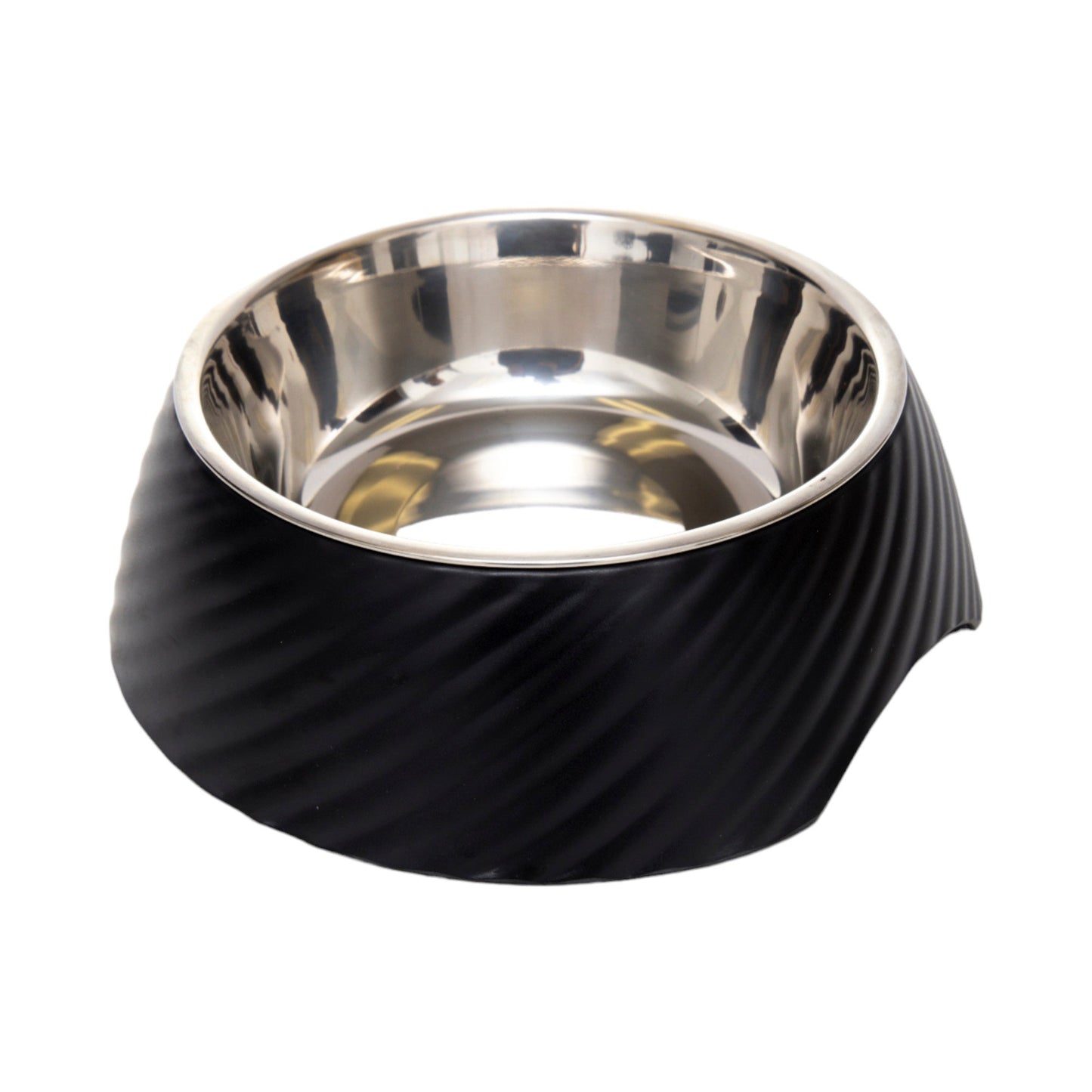 Black Country Living Twill Round Melamine Stainless Steel Dog Bowl