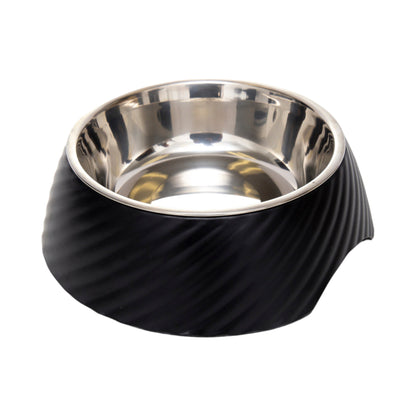 Black Country Living Twill Round Melamine Stainless Steel Dog Bowl