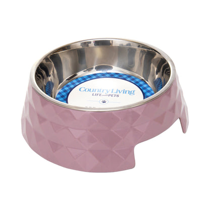 Wood Rose Country Living Diamond Melamine Stainless Steel Dog Bowl