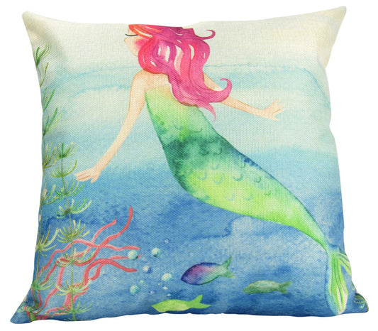 Mermaid Swimming Throw Pillow