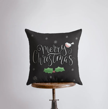 Merry Christmas Little Bird Throw Pillow