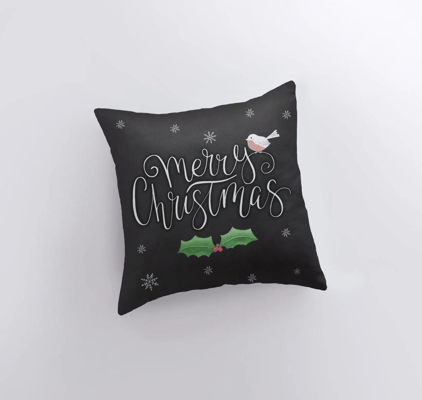 Merry Christmas Little Bird Throw Pillow