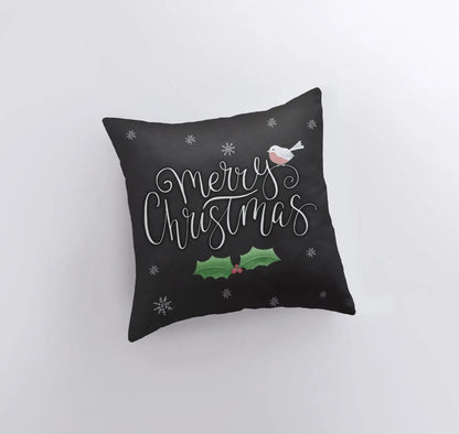 Merry Christmas Little Bird Throw Pillow