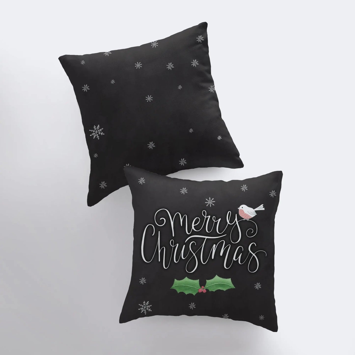 Merry Christmas Little Bird Throw Pillow