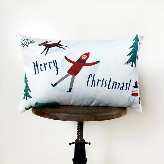 Merry Christmas Snow Angel Throw Pillow