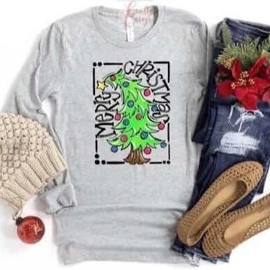 Merry Christmas Tree Lights Long Sleeve Tee