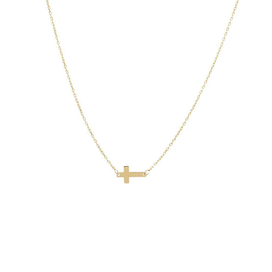 Mini Solid Cross Necklace 14K by By Adina Eden