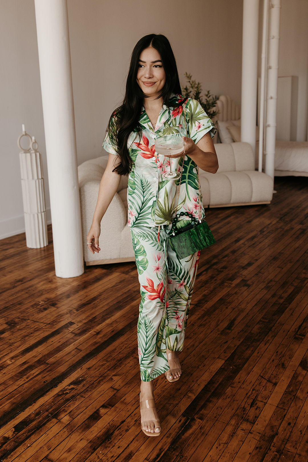 Mint Tropical Pajama Pants set by Spikes and Seams