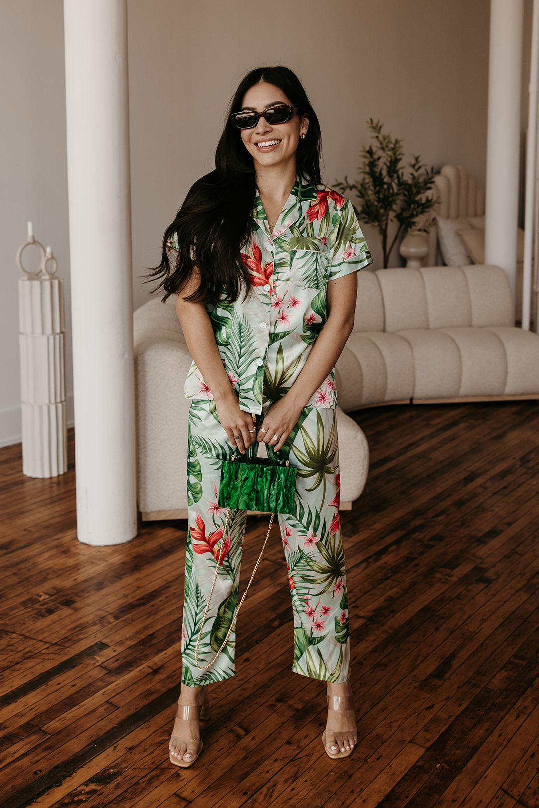 Mint Tropical Pajama Pants set by Spikes and Seams