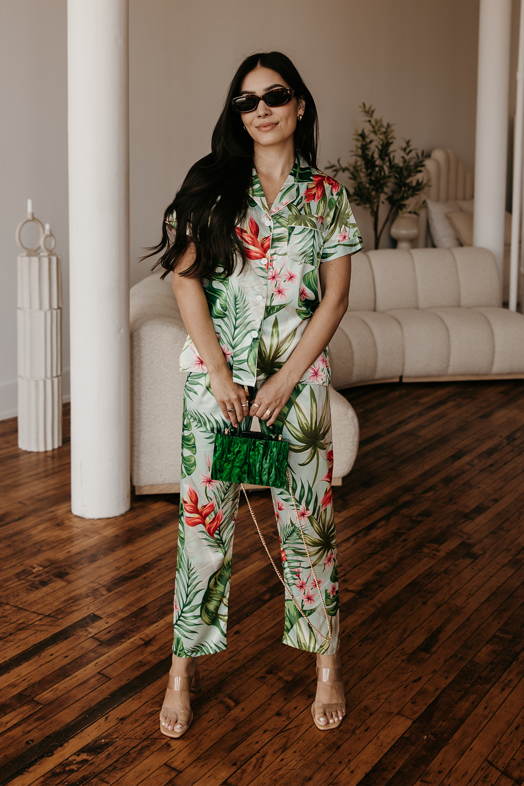 Mint Tropical Pajama Pants set by Spikes and Seams