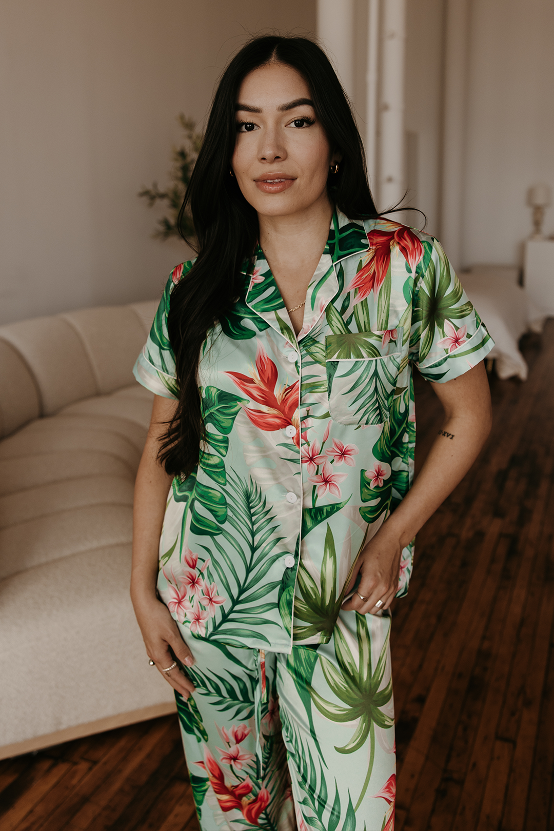 Mint Tropical Pajama Pants set by Spikes and Seams