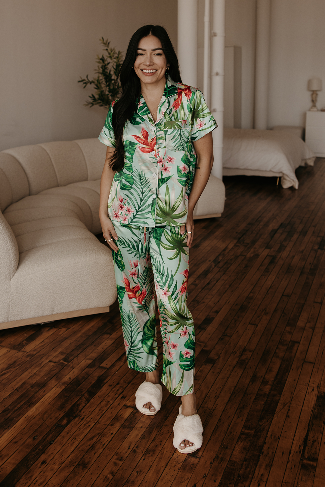 Mint Tropical Pajama Pants set by Spikes and Seams