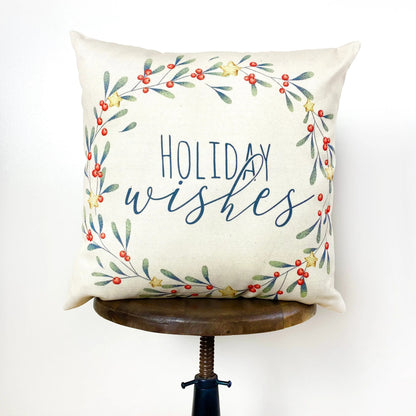 Mistletoe Kisses Wreath Throw Pillow