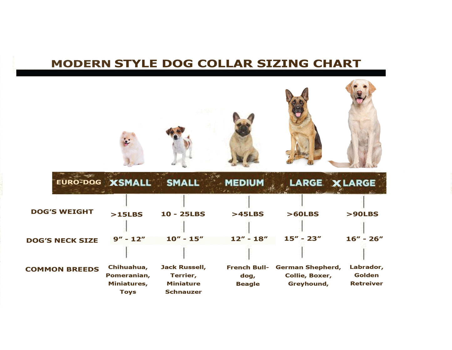 Modern Style Quick-Release Earth Brown Leather Dog Collar
