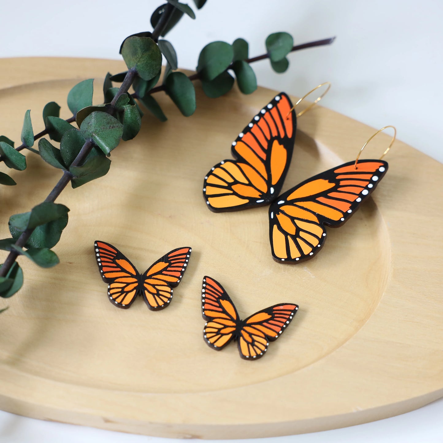 Monarch Butterfly Hoops by LE CHIC MIAMI