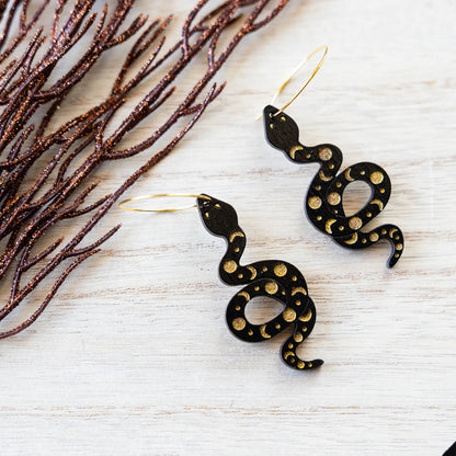 Moon Phases Snake Hoops by LE CHIC MIAMI