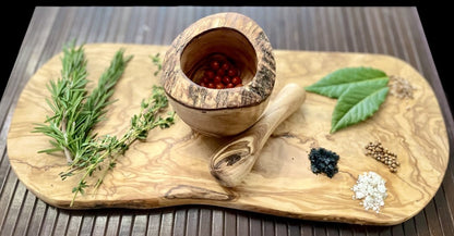 Olive Wood Rustic Mortar and Pestle by Choixe