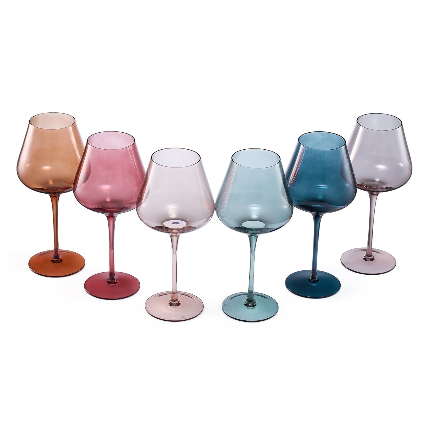 Pastel Colored Crystal Wine Glass Set of 6