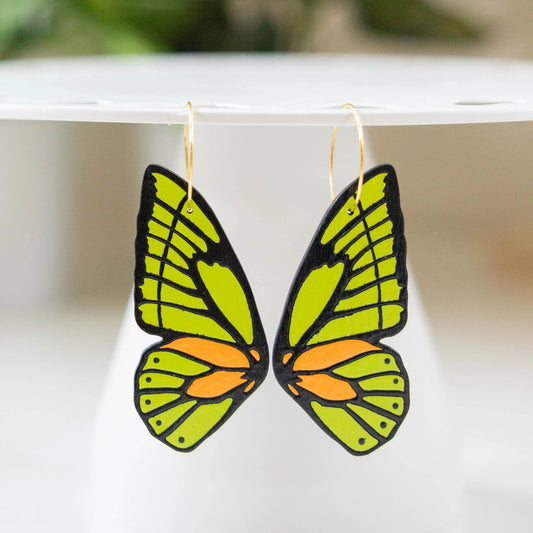 Neon Butterfly Wing Hoops by LE CHIC MIAMI