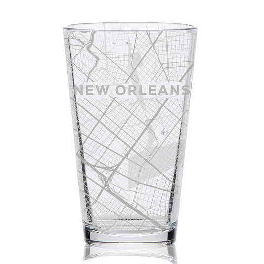 New Orleans, LA Map Pint Glass