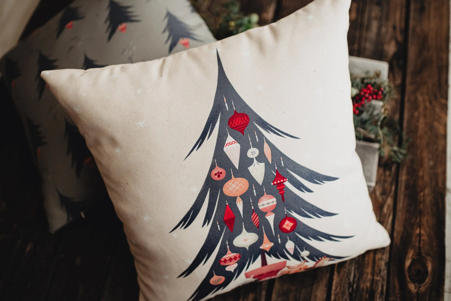 Nordic Christmas Tree Throw Pillow