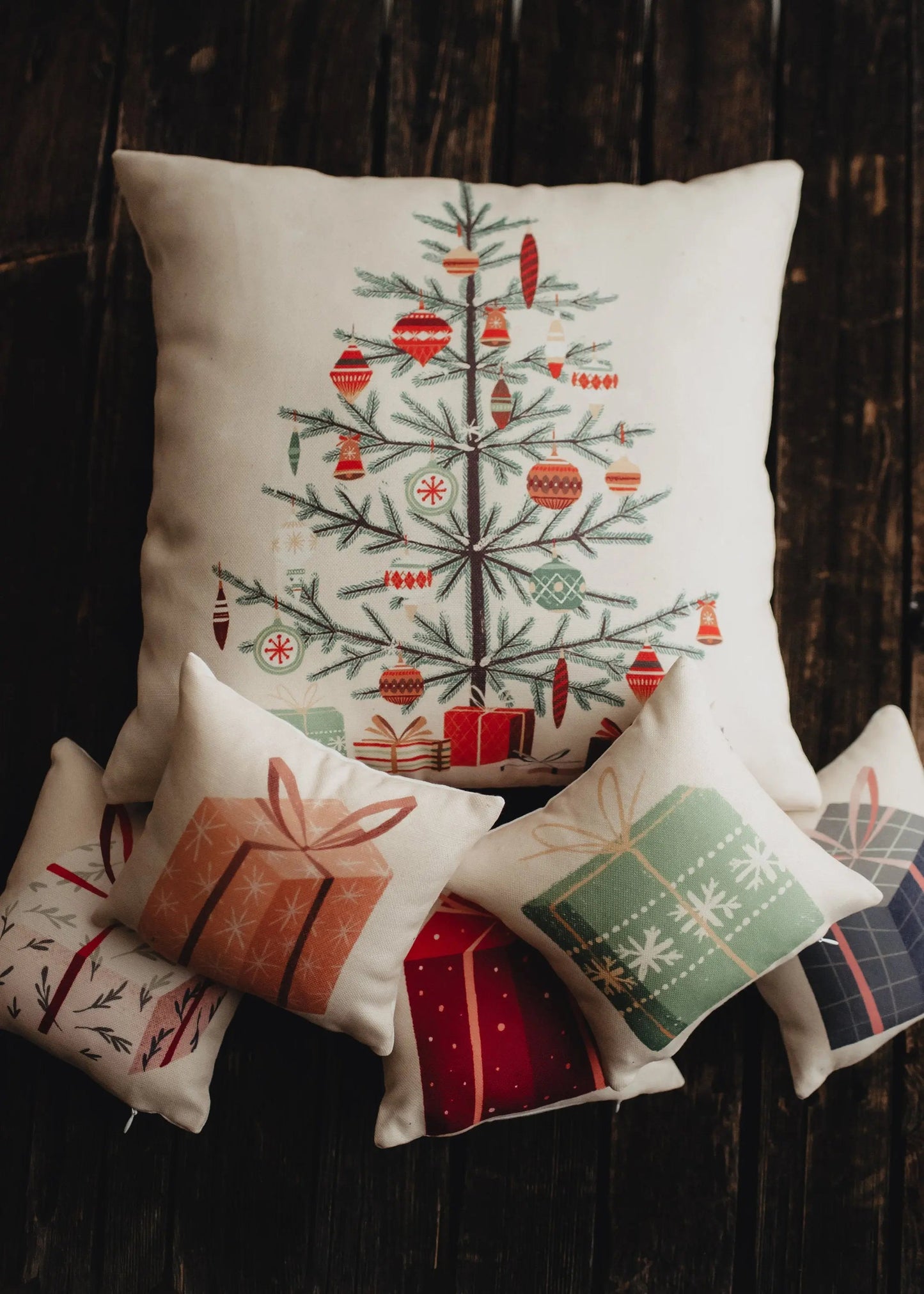 Nordic Pine Christmas Tree Throw Pillow