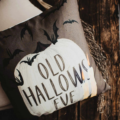 Old Hallows Eve Pumpkin Throw Pillow