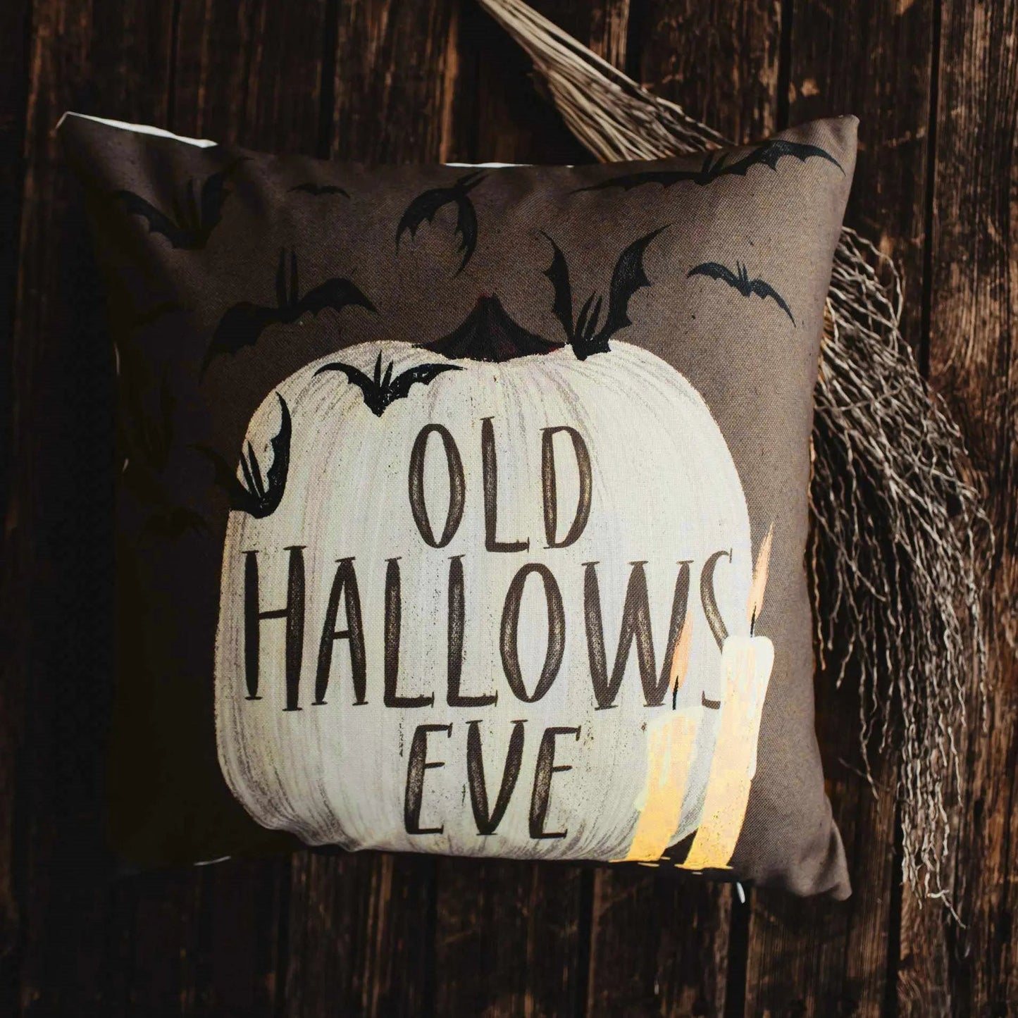 Old Hallows Eve Pumpkin Throw Pillow