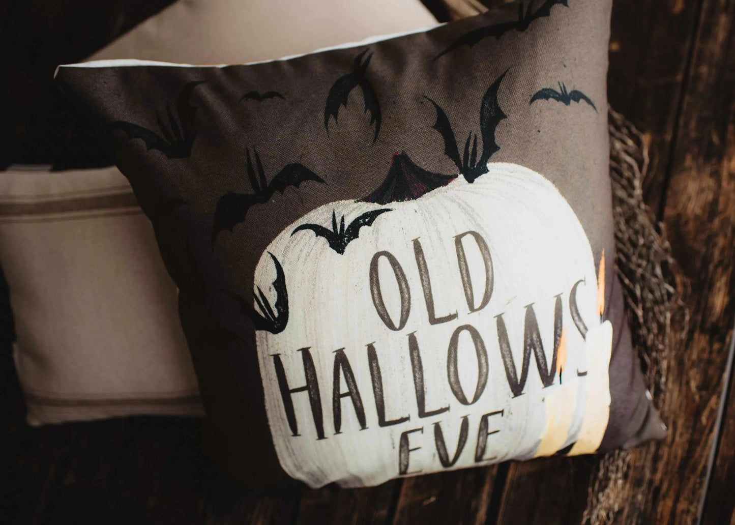 Old Hallows Eve Pumpkin Throw Pillow