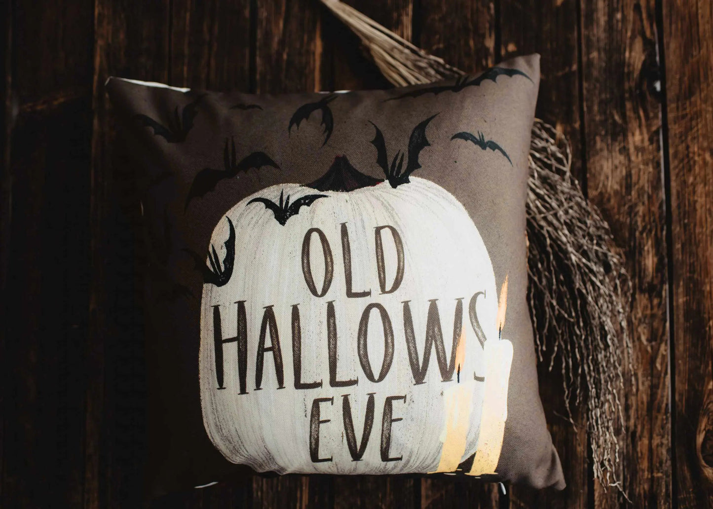 Old Hallows Eve Pumpkin Throw Pillow