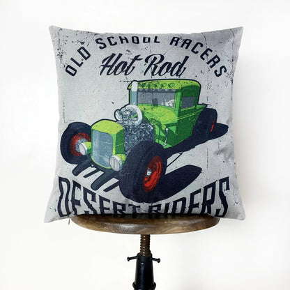 Old School Racers Hot Rod Throw Pillow