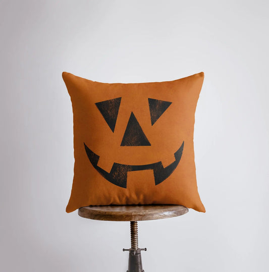 Orange Jack O Lantern Throw Pillow